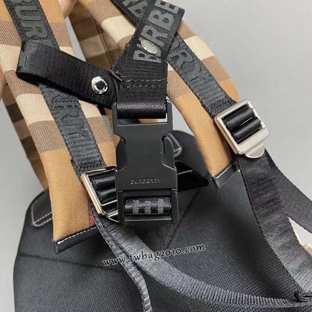 Burberry專門店新款格子配皮雙肩背包 巴寶莉男士後背包書包 yxb1102